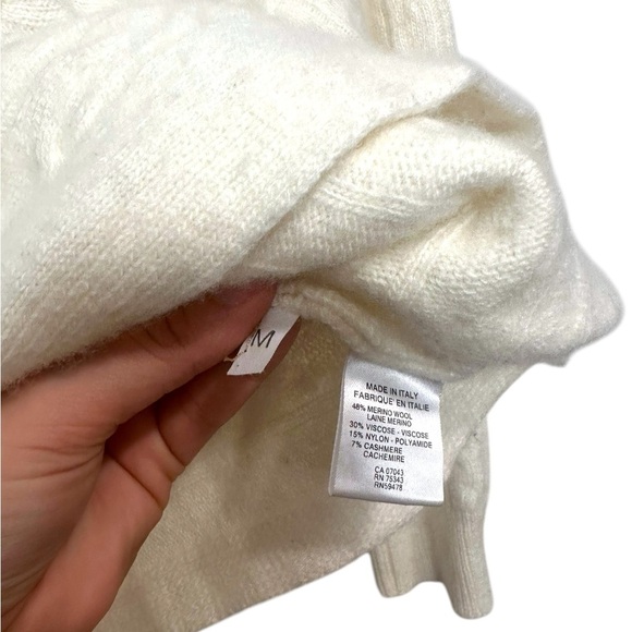 Bianco & Blu Italy | Merino Wool/Cashmere Blend Long Sleeve White Turtleneck | M - Picture 2 of 4